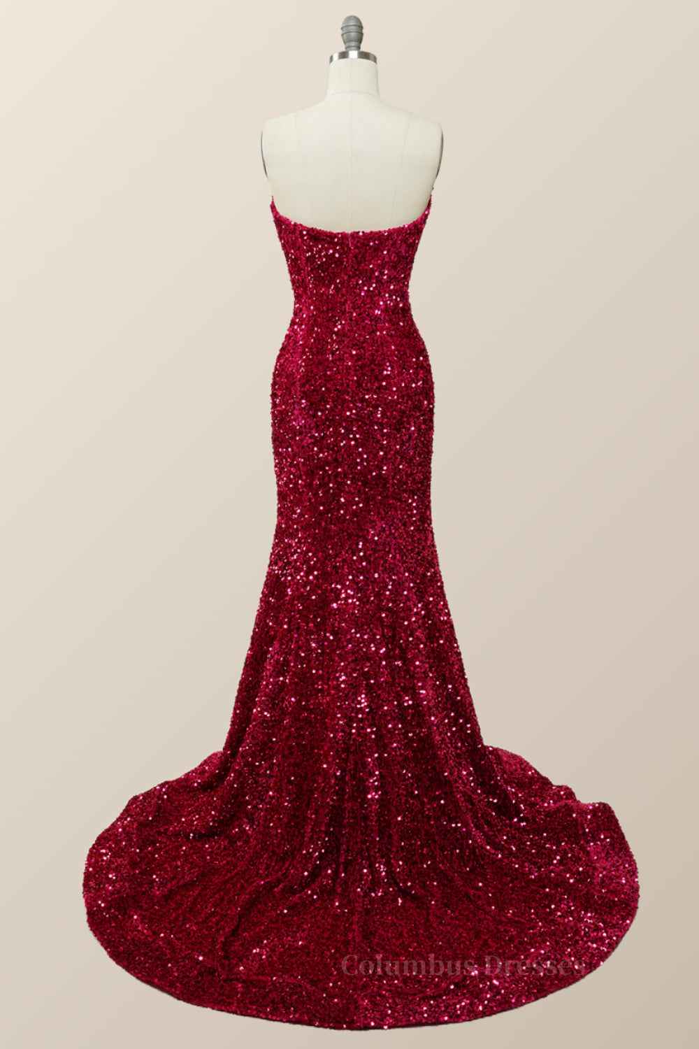 Prom Dress Size 51, Fuchsia Sequin Strapless Mermaid Long Formal Dress Main image