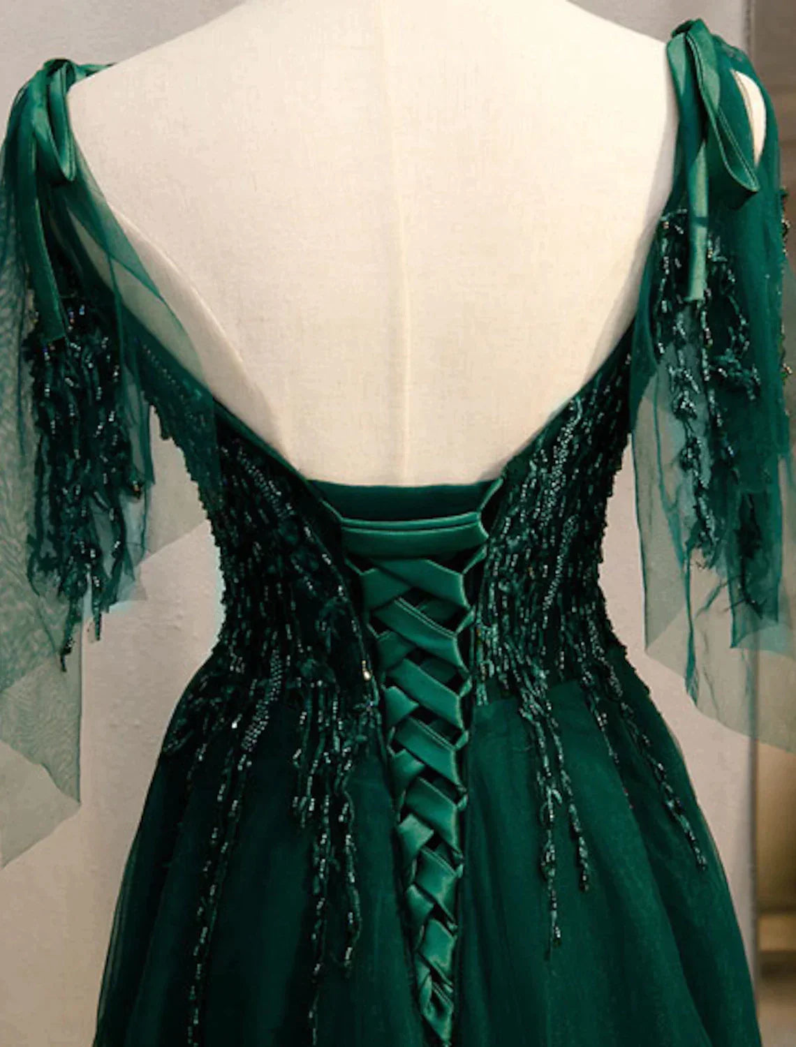 Prom Dresses Dresses, A-Line Elegant Engagement Formal Evening Birthday Dress Spaghetti Strap Sleeveless Sweep / Brush Train Polyester with Beading Embroidery