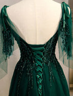 Prom Dresses Dresses, A-Line Elegant Engagement Formal Evening Birthday Dress Spaghetti Strap Sleeveless Sweep / Brush Train Polyester with Beading Embroidery