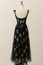 Prom Dresses Piece, Green Embroidered A-line Midi Dress