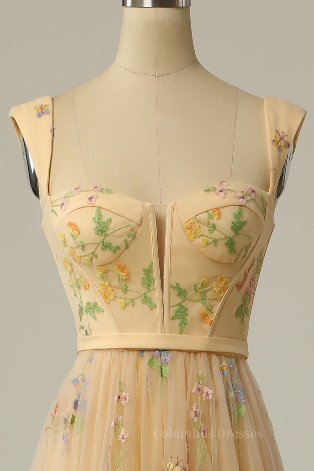 Prom Dress Long Elegant, Green Embroidered A-line Midi Dress