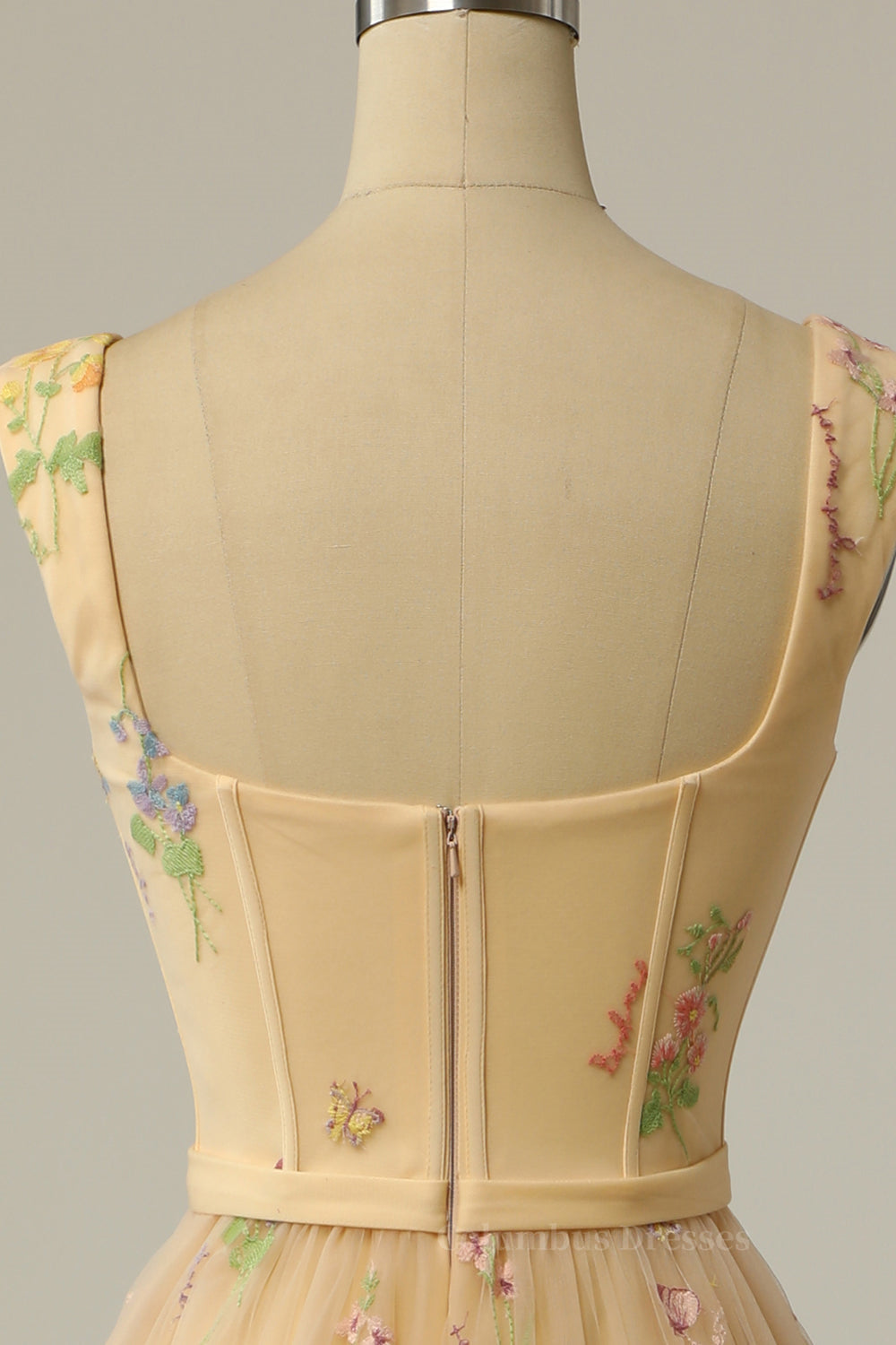 Prom Dresses Silk, Green Embroidered A-line Midi Dress