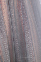 Homecoming Dresses, Grey A-line Pleated Beaded Illusion Sleeves Textured Tulle Maxi Formal Dress