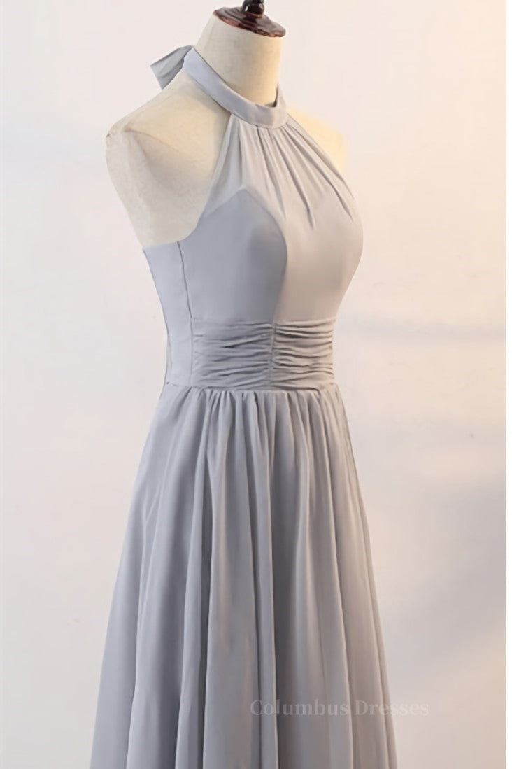 Grey Chiffon Long Mismatched Bridesmaid Dresses Secondary image