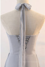Semi Formal Dress, Grey Chiffon Long Mismatched Bridesmaid Dresses