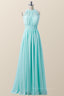 Bridesmaid Dresses 3 42 Length, Halter Blue Chiffon Long Bridesmaid Dress