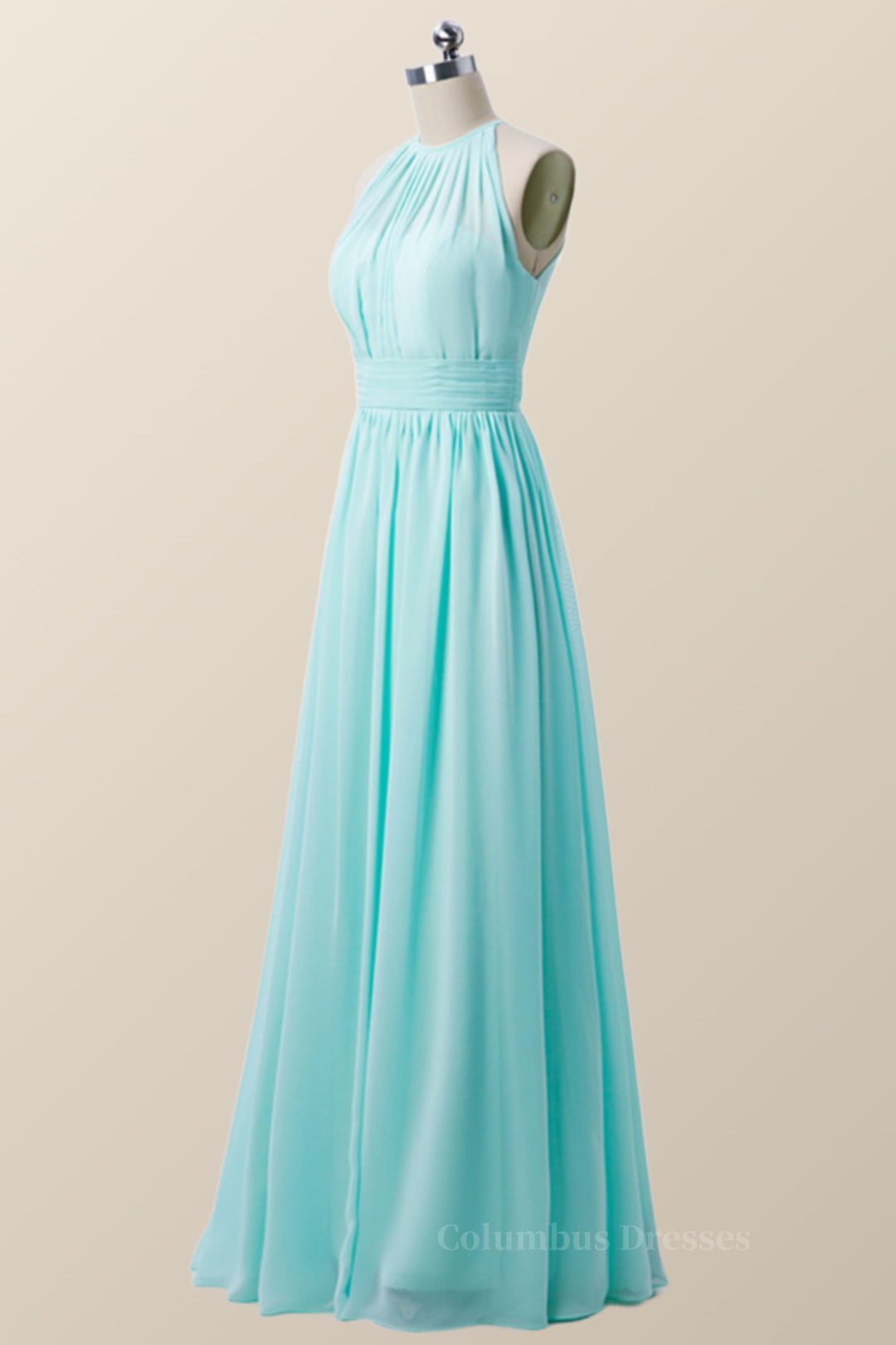 Halter Blue Chiffon Long Bridesmaid Dress Secondary image