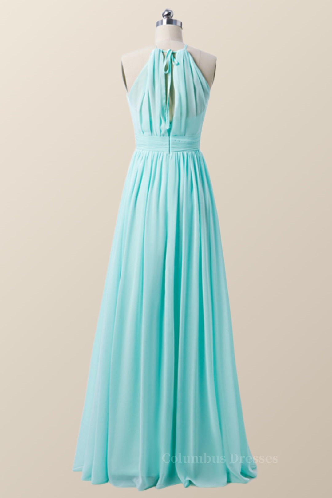 Bridesmaids Dress Websites, Halter Blue Chiffon Long Bridesmaid Dress Main image