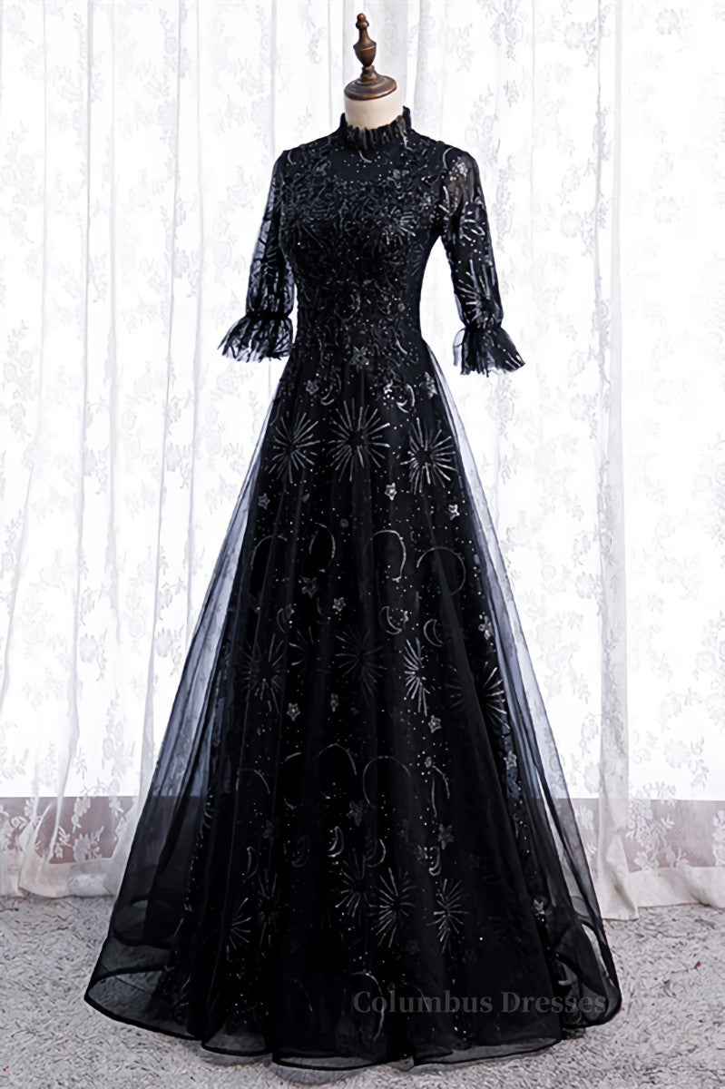 High Neck Long Sleeves Beading-Embroidered Long Formal Dress Secondary image