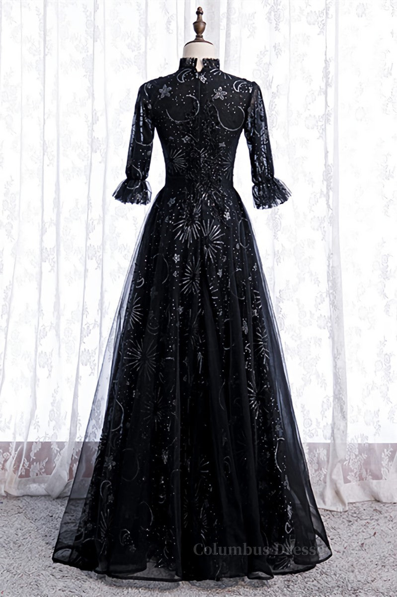 Gorgeou Dress, High Neck Long Sleeves Beading-Embroidered Long Formal Dress Main image