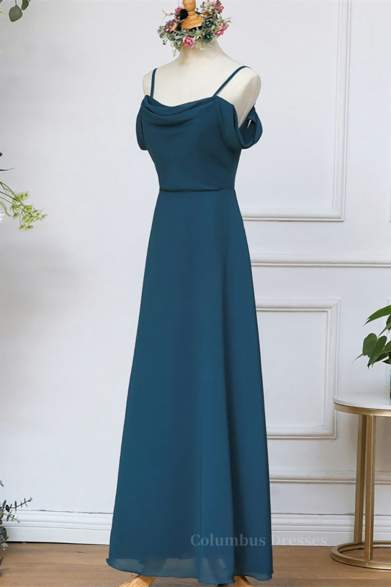 Ink Blue Chiffon Long Bridesmaid Dress Secondary image
