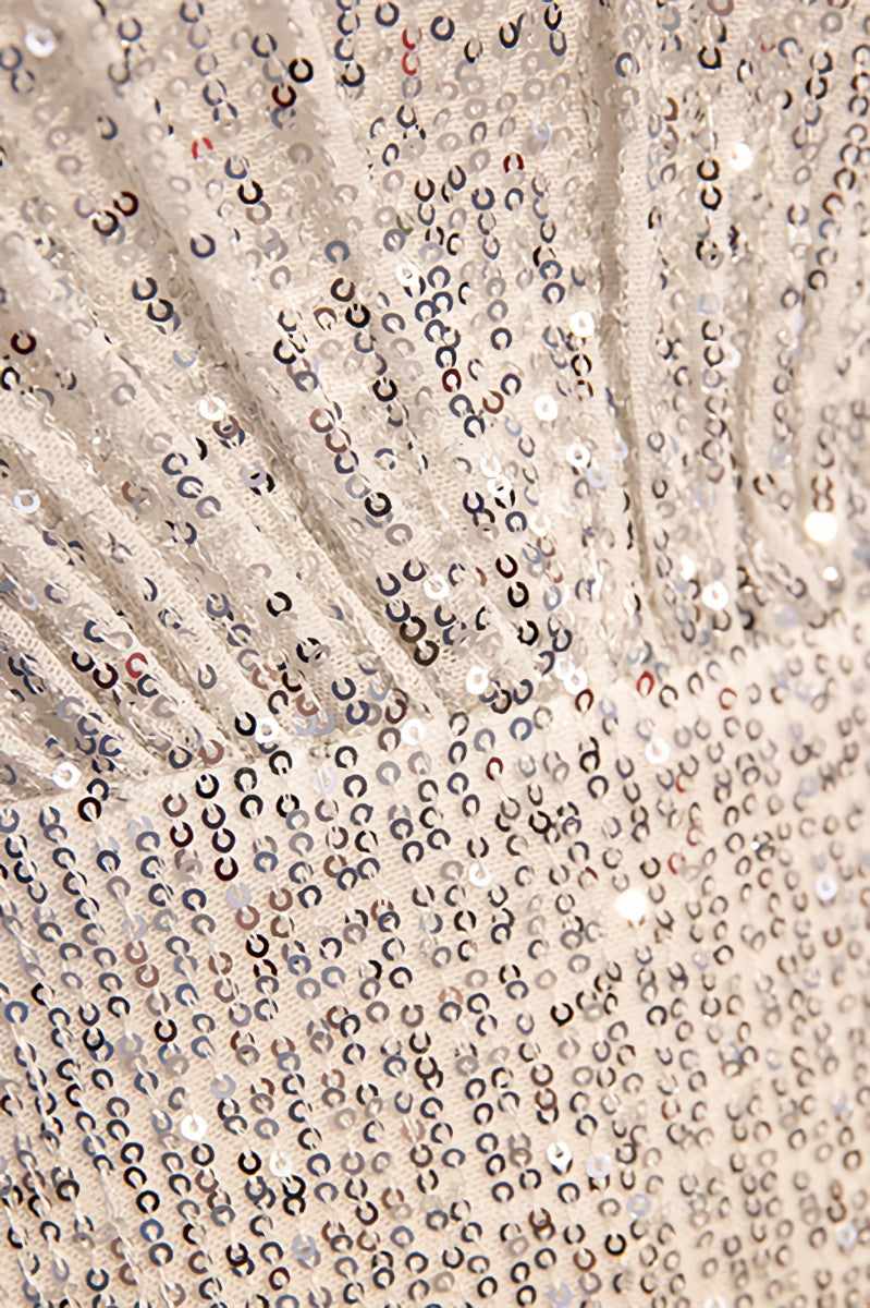 Evening Dresses Elegant, Ivory Mermaid Sequins Cut-Out Flaunt Sleeves Long Formal Dress