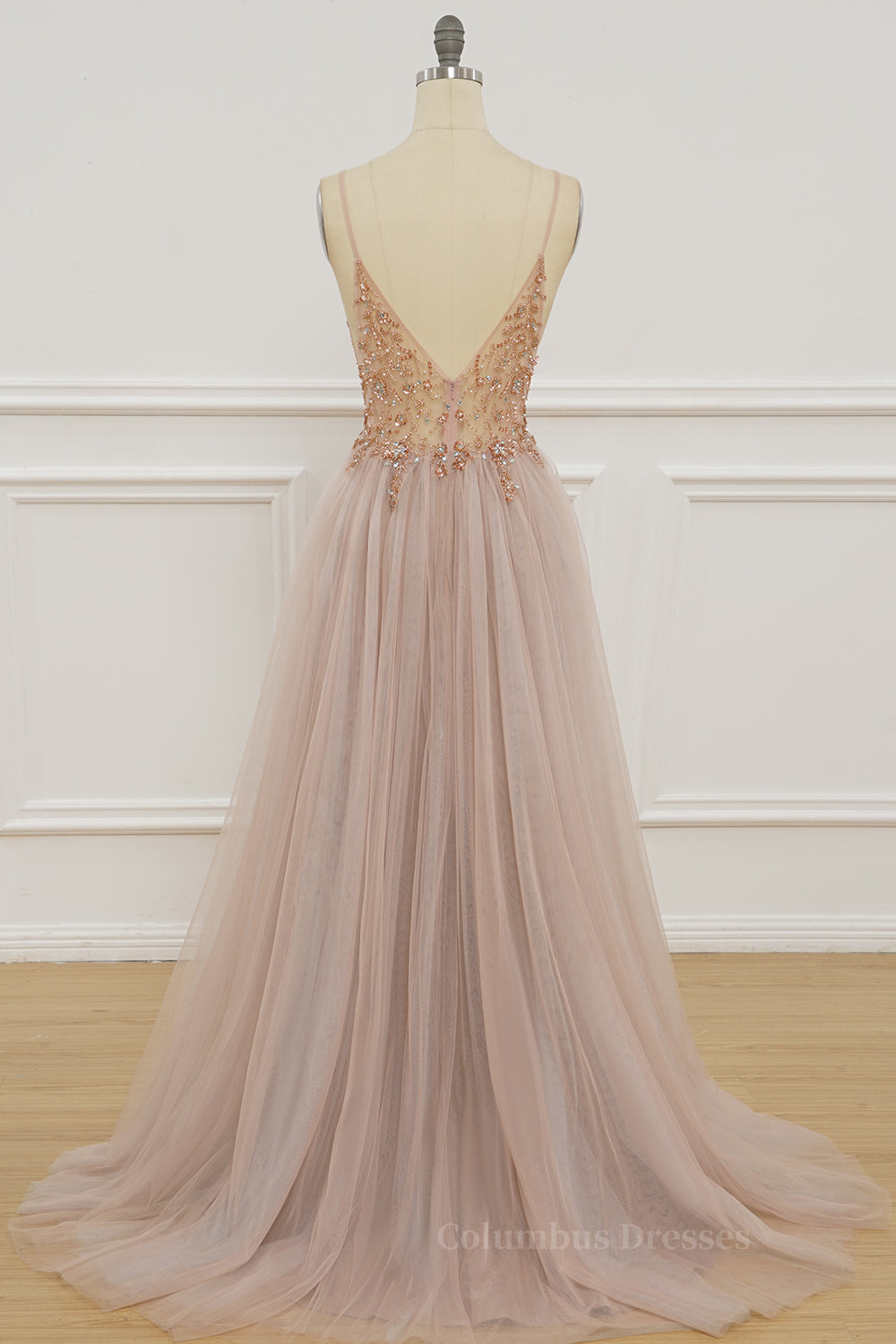 Prom Dress Store Near Me, Lavender Beaded A-line Tulle Formal Dress