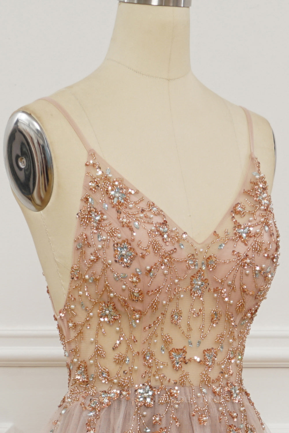 Prom Dresses Stores Near Me, Lavender Beaded A-line Tulle Formal Dress