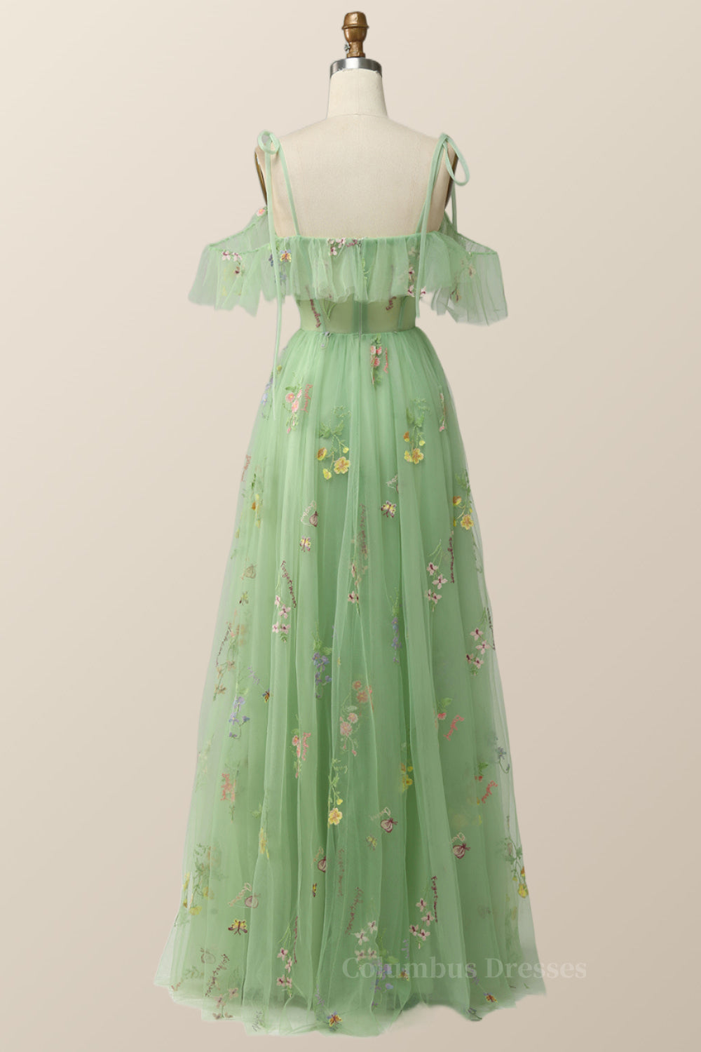 Bridesmaid Dresses Burgundy, Lavender Floral Ruffles Tulle A-line Long Prom Dress