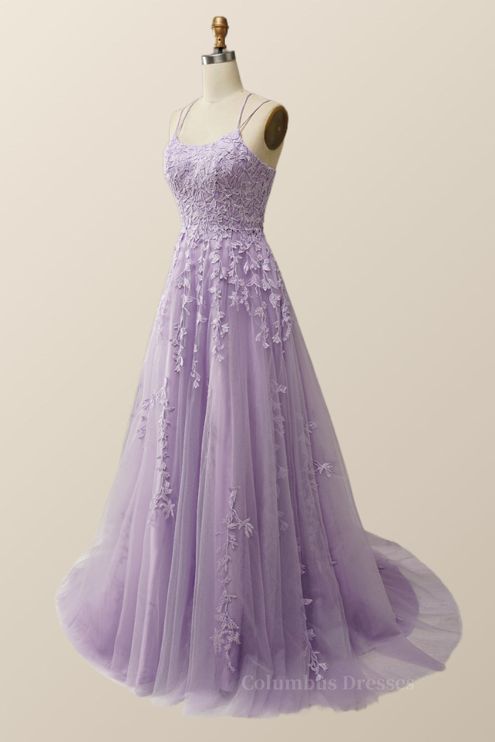 Lavender Lace Appliques A-line Long Formal Dress Secondary image