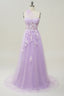 Prom Dresses Long Elegant, Lavender One Shoulder Appliques Long Formal Dress