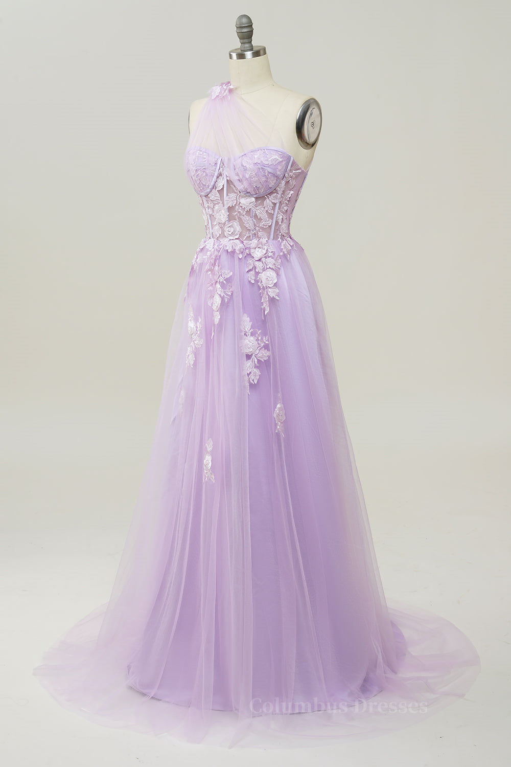 Lavender One Shoulder Appliques Long Formal Dress Secondary image
