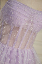 Party Dress Outfit, Lavender Strapless Dot Tulle Multi-Layers Homecoming Dress