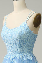 Black Bridesmaid Dress, Light Yellow A-line Scoop Neckline Embroidered Tulle Long Prom Dress