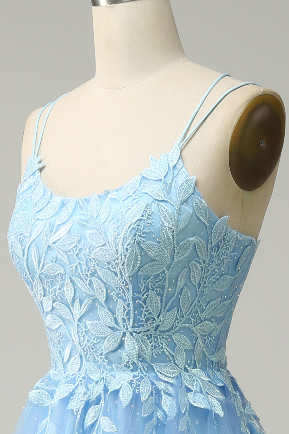 Black Bridesmaid Dress, Light Yellow A-line Scoop Neckline Embroidered Tulle Long Prom Dress