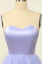 Bridesmaid Dresses Mismatched Winter, Lilac A-line Strapless Sweetheart Lace-Up Back Mini Homecoming Dress