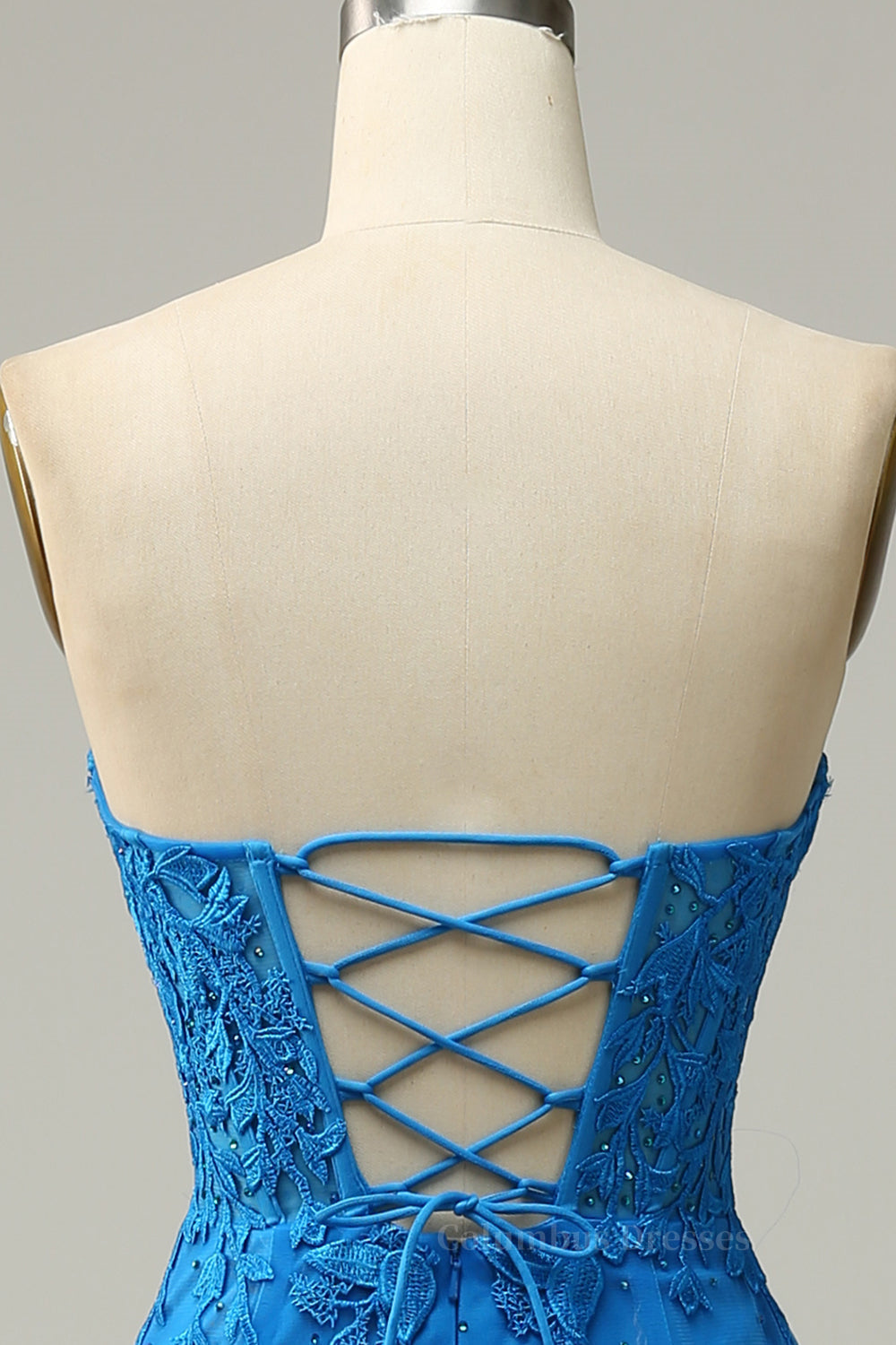 Bridesmaid Dresses Vintage, Lilac Mermaid Strapless Lace-Up Tulle Applique Long Prom Dress