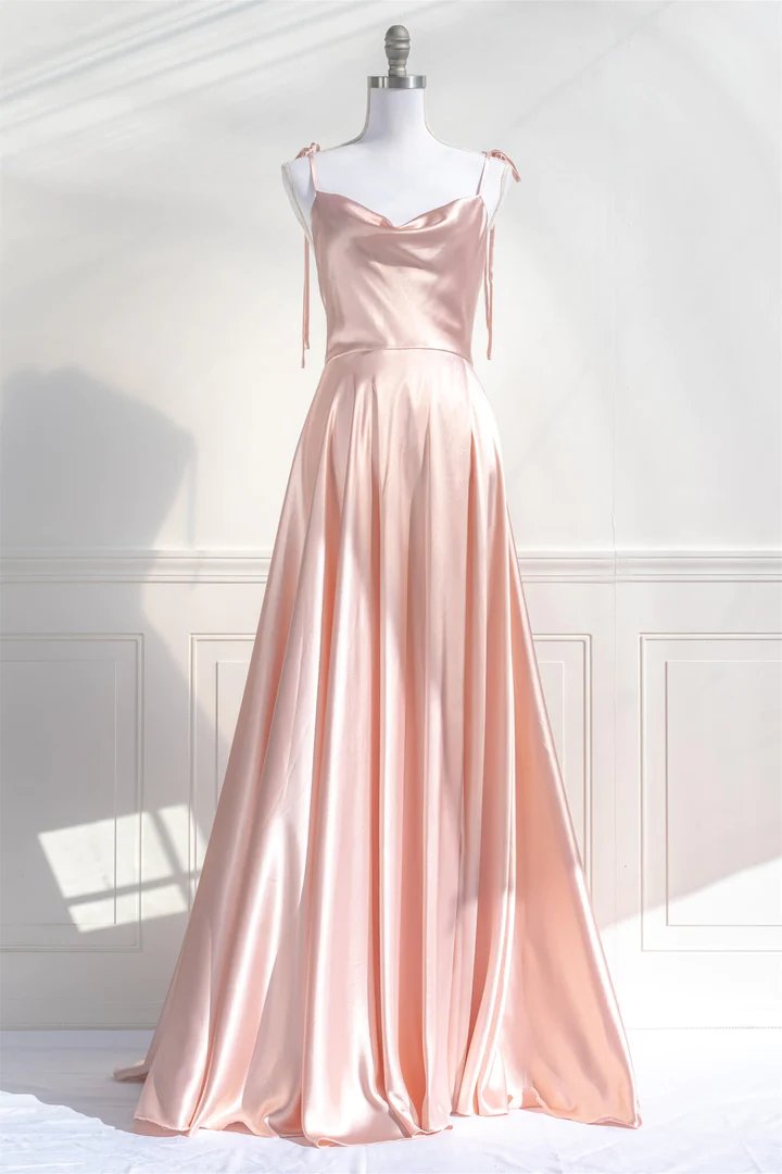Long Nude Pink Prom Dresses With Thin Straps Secondary image