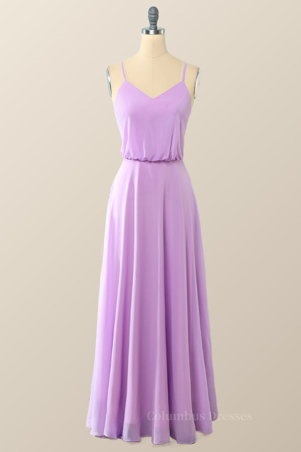 Prom Dresses Pattern, Navy Blue Blouson Bodice Chiffon Long Dress Main image