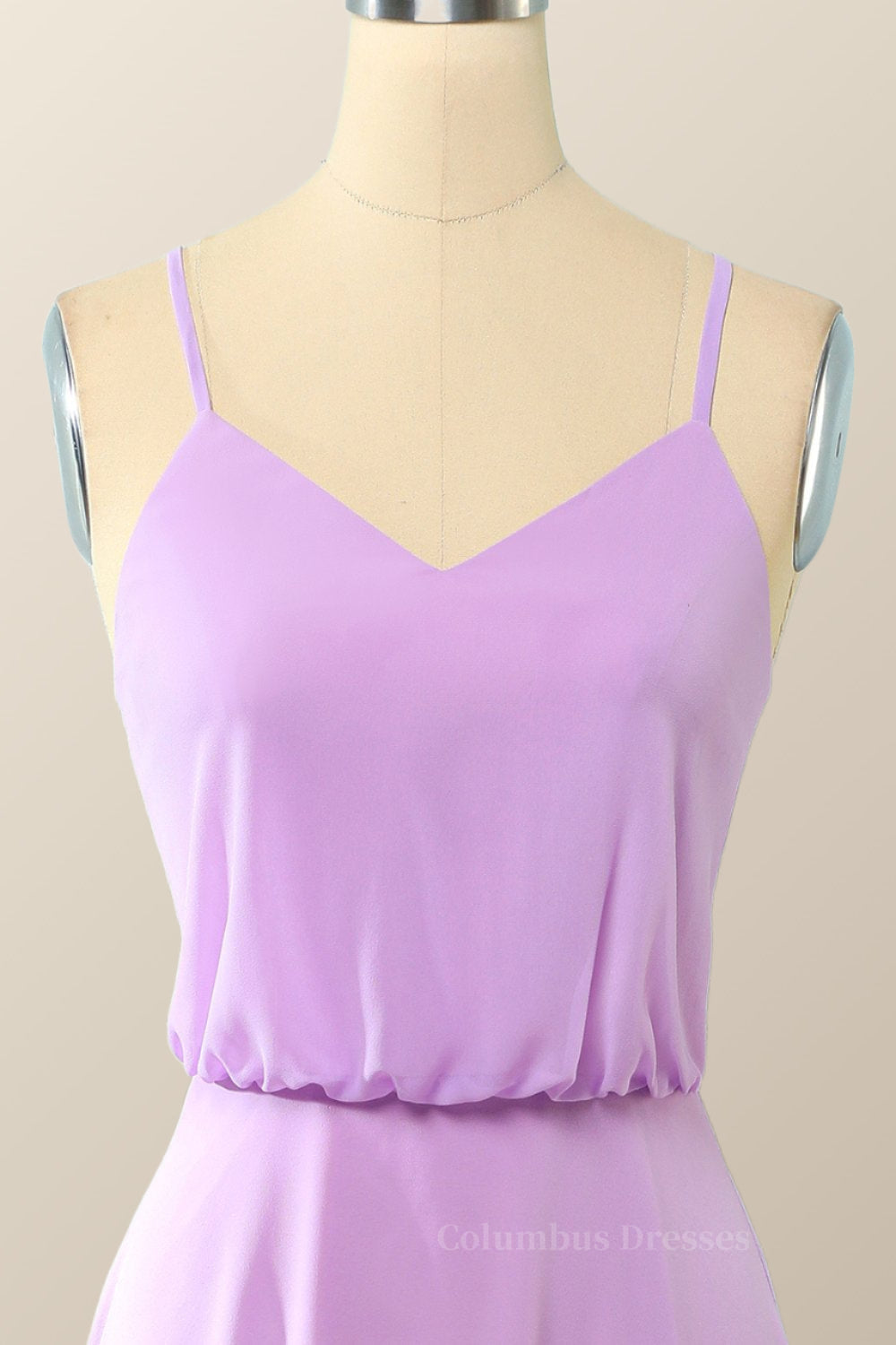 Prom Dresses Patterned, Navy Blue Blouson Bodice Chiffon Long Dress