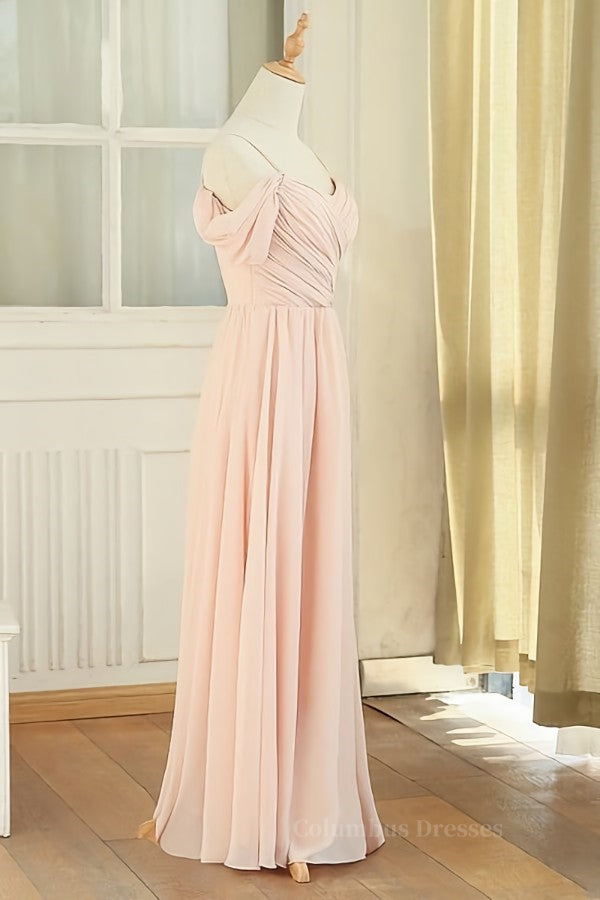 Prom Dress Purple, Off the Shoulder Blush Pink Bridesmaid Dress Main image