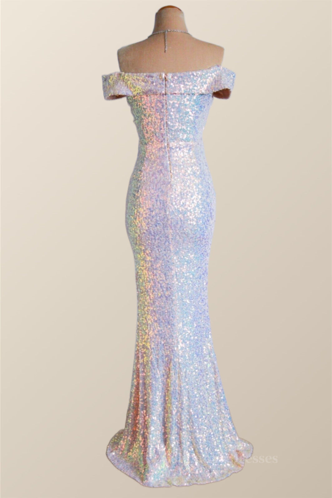 Party Dress Party, Off the Shoulder Champagne Sequin Mermaid Party Dress