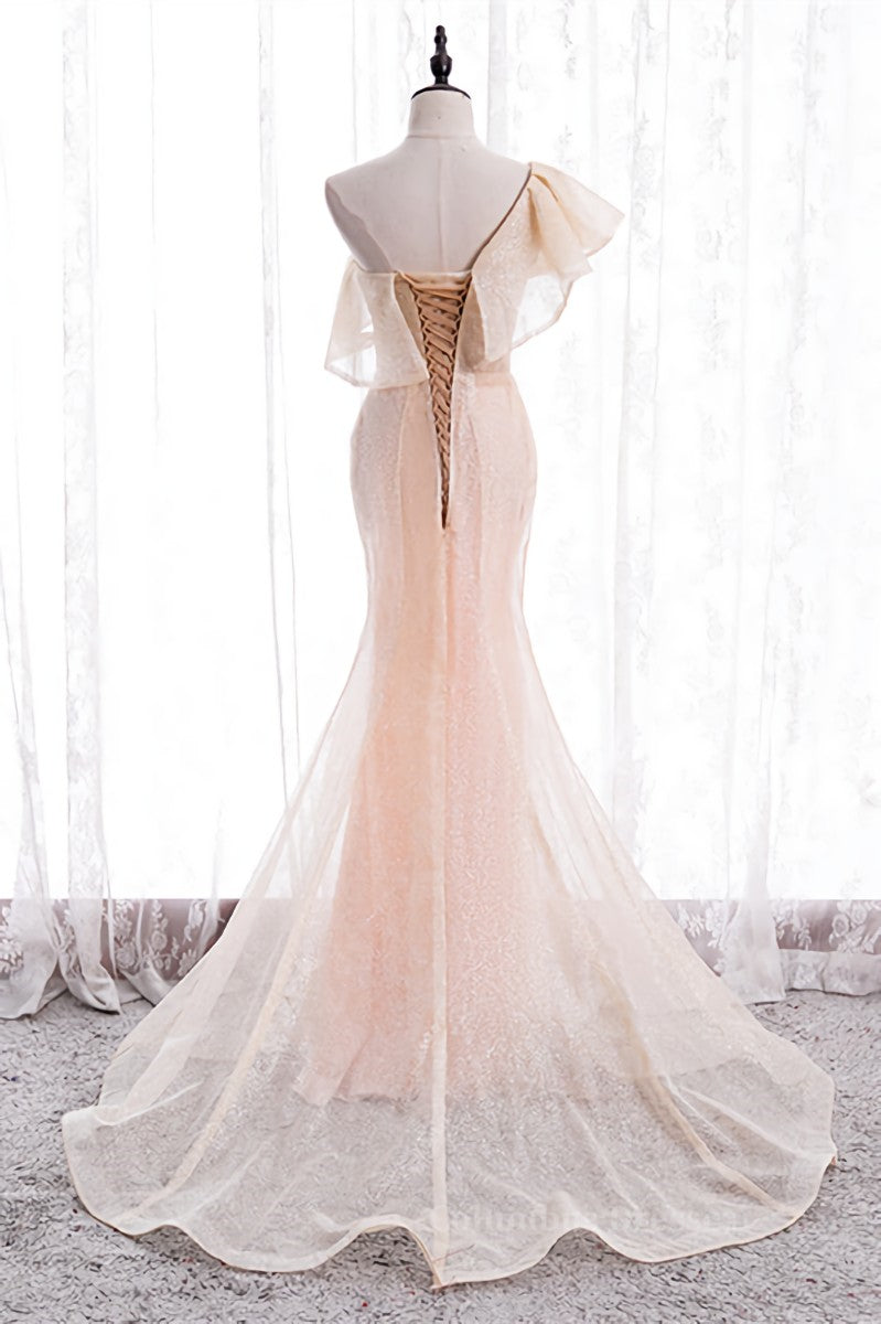 Homecomming Dresses With Sleeves, One Shoulder Mermaid Ruffle Lace-Up Maxi Formal Dress Main image