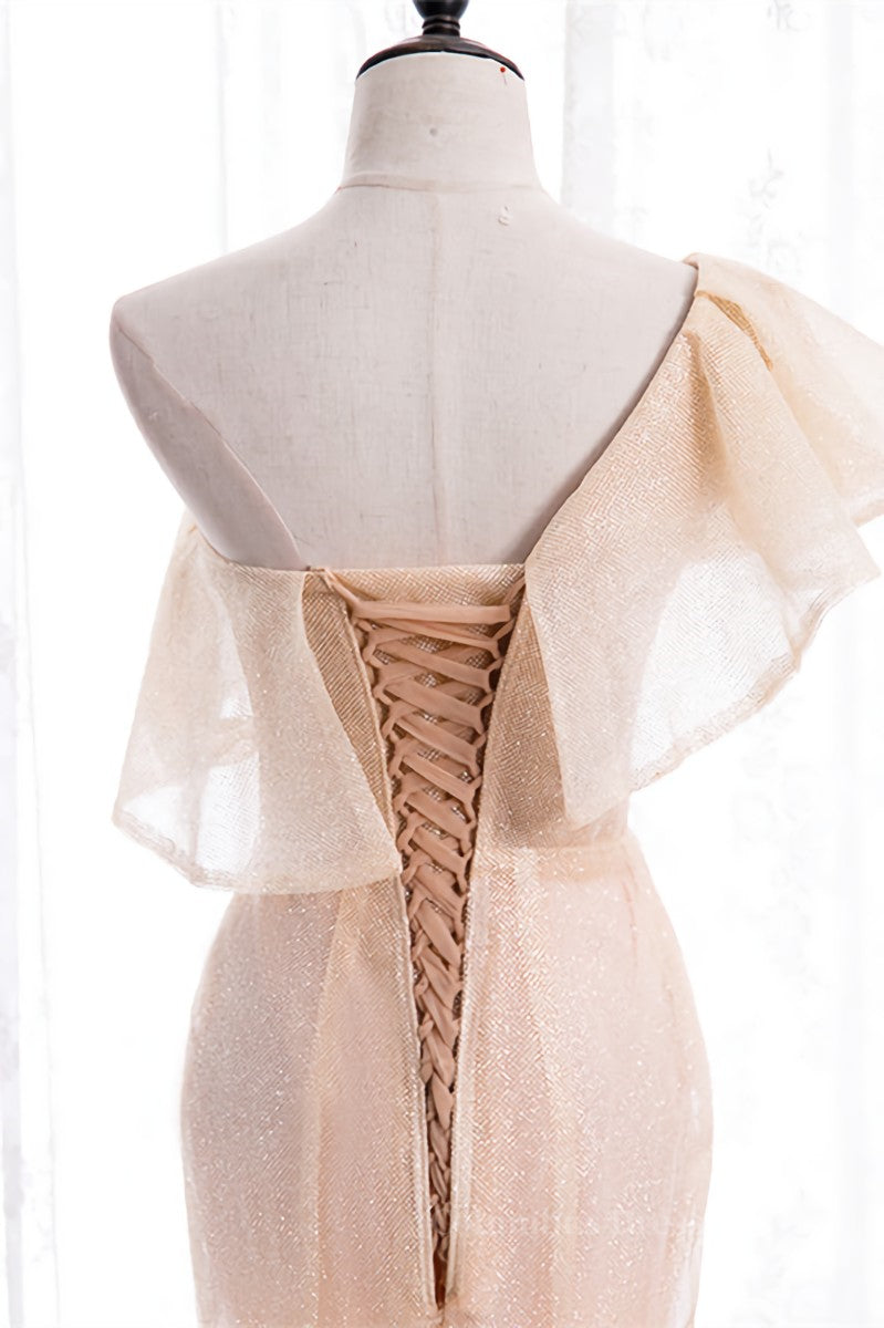 Homecomming Dresses Floral, One Shoulder Mermaid Ruffle Lace-Up Maxi Formal Dress