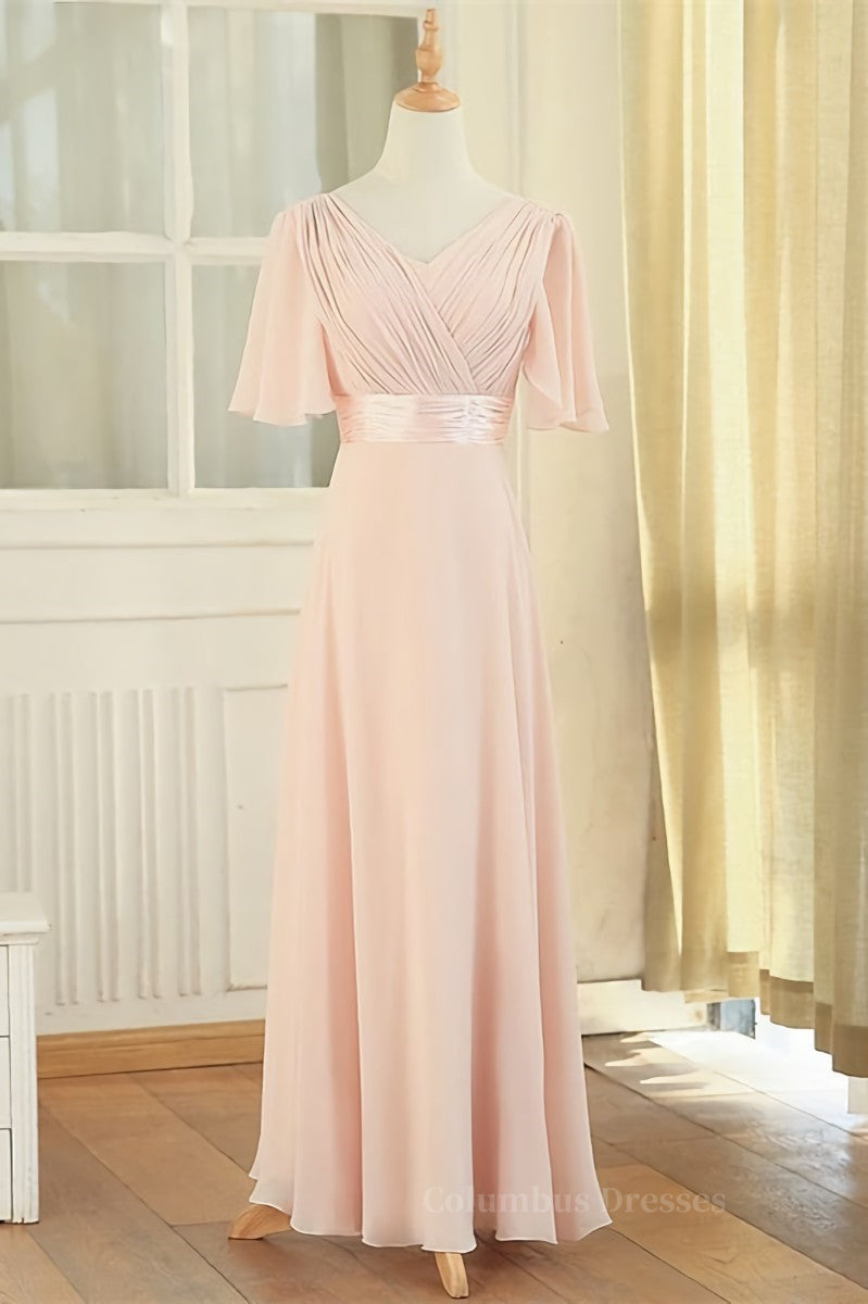 Prom Dress Bodycon, Peach Chiffon Long Mismatched Bridesmaid Dresses Main image