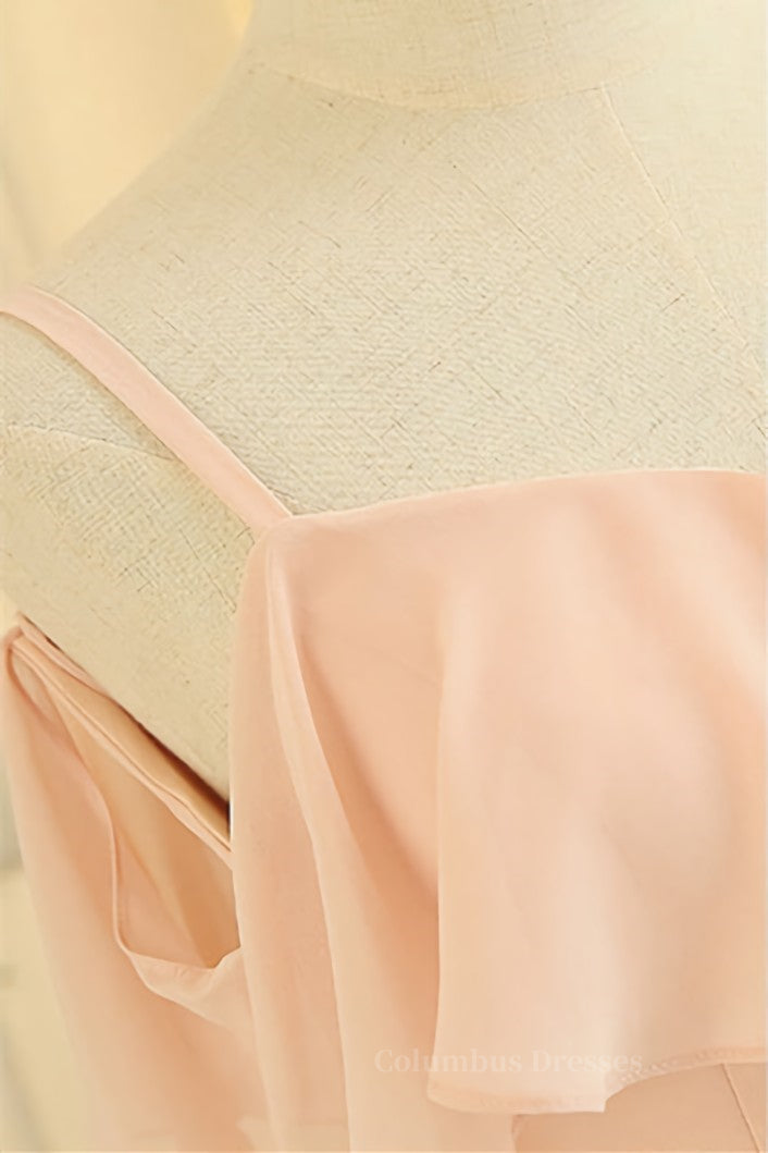 Prom Dresses Long Blue, Peach Chiffon Long Mismatched Bridesmaid Dresses