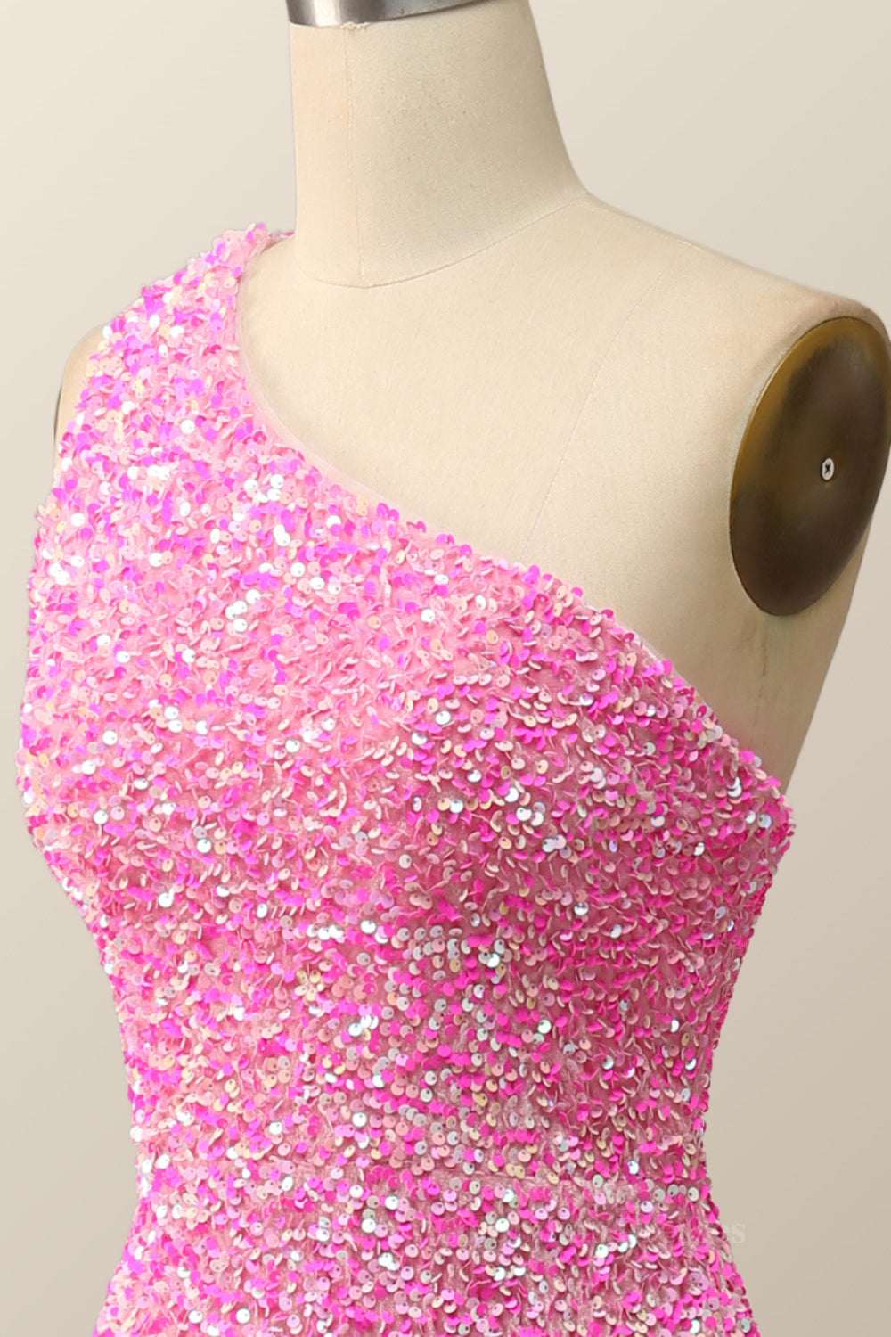 Prom Dresses 2058 Blue, Pink Glitters One Shoulder Mermaid Long Dress