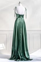 Bridesmaid Dress Affordable, Pink Satin Bow Tie Straps A-line Cowl Neck Long Prom Dress