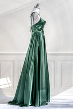 Bridesmaid Dresses Burgundy, Pink Satin Bow Tie Straps A-line Cowl Neck Long Prom Dress