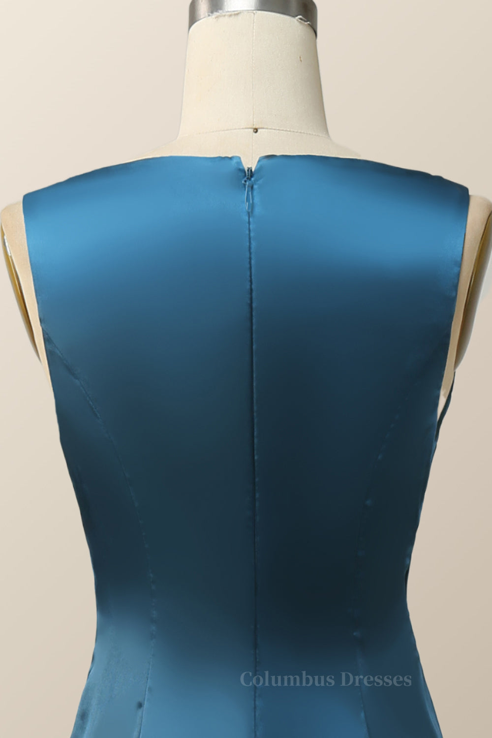 Homecoming Dress Boutiques, Plunge Neck Ink Blue Long Bridesmaid Dress