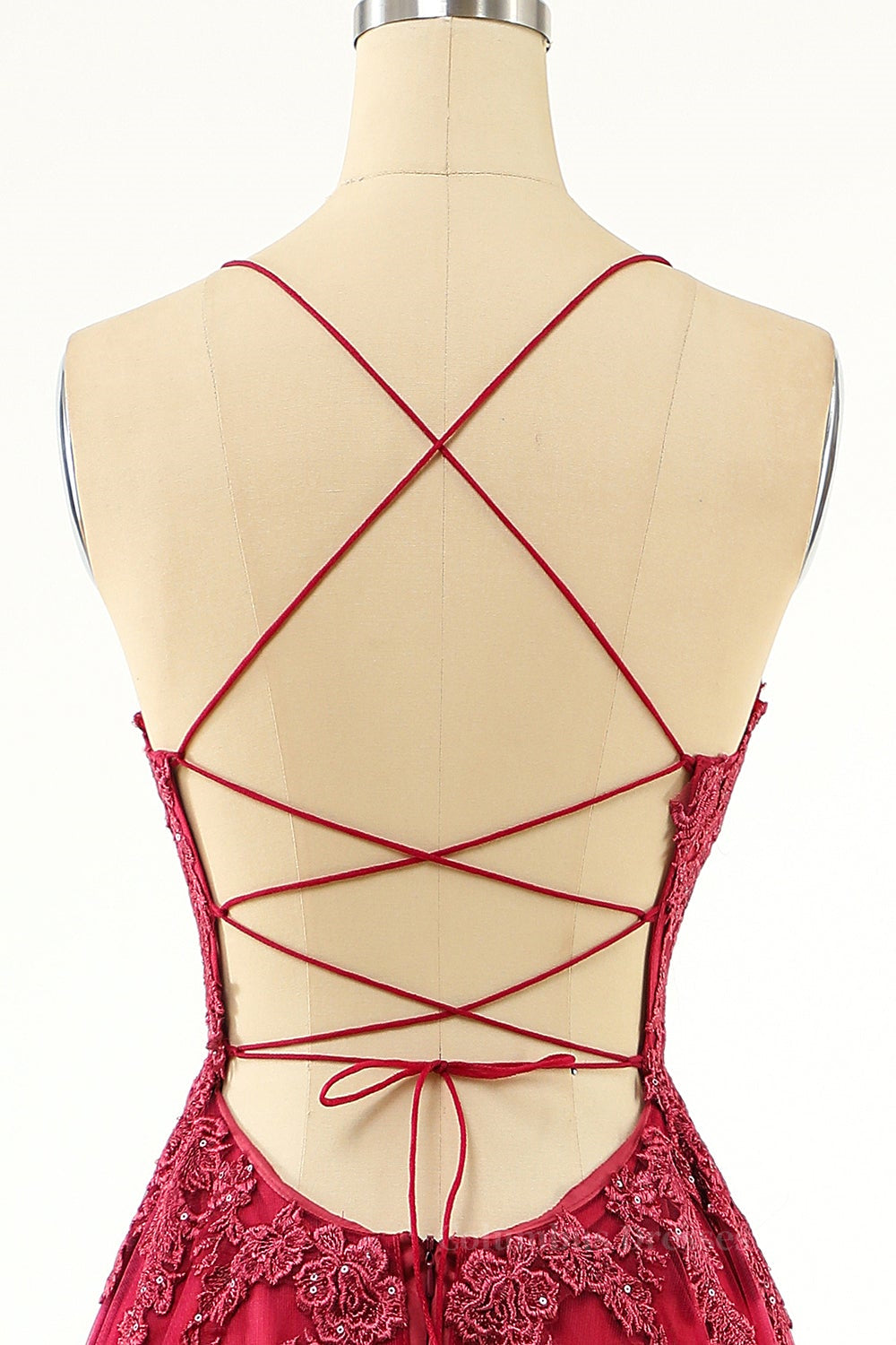 Prom Dress 2055, Princess Wine Red Appliques A-line Long Formal Dress with Slit