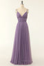 Prom Dress Princesses, Purple Empire Straps A-line Long Formal Dress
