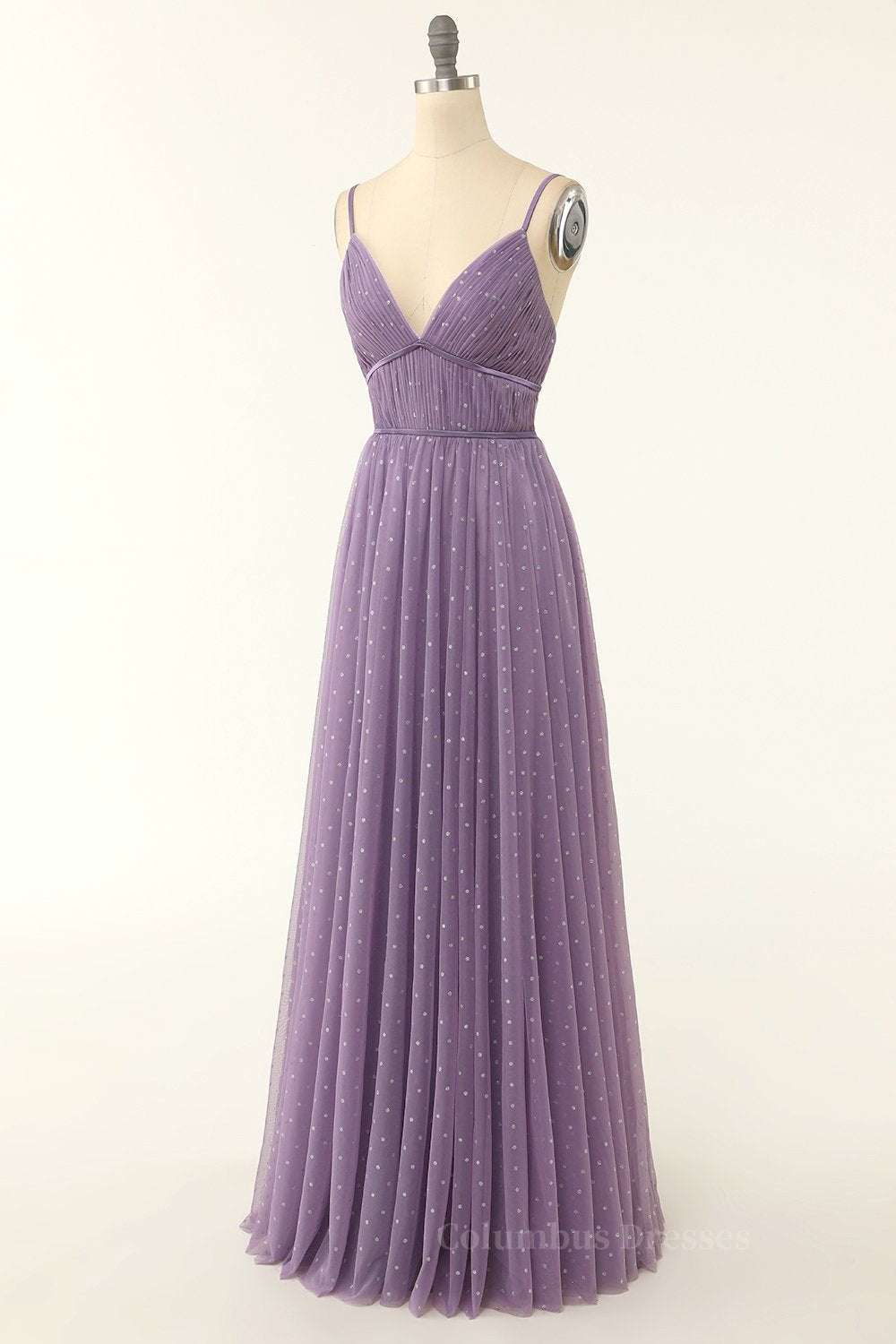 Prom Dresses Spring, Purple Empire Straps A-line Long Formal Dress