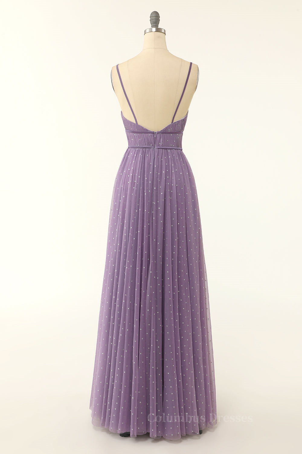 Prom Dress Spring, Purple Empire Straps A-line Long Formal Dress Main image