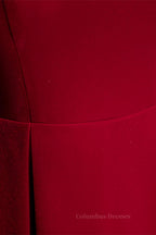Long Dress Design, Red A-line Folded Neck Long Sleeves Maxi Formal Dress
