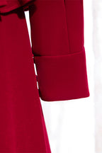 Homecoming Dress Long, Red A-line V Neck Long Sleeves Ruffle Maxi Formal Dress