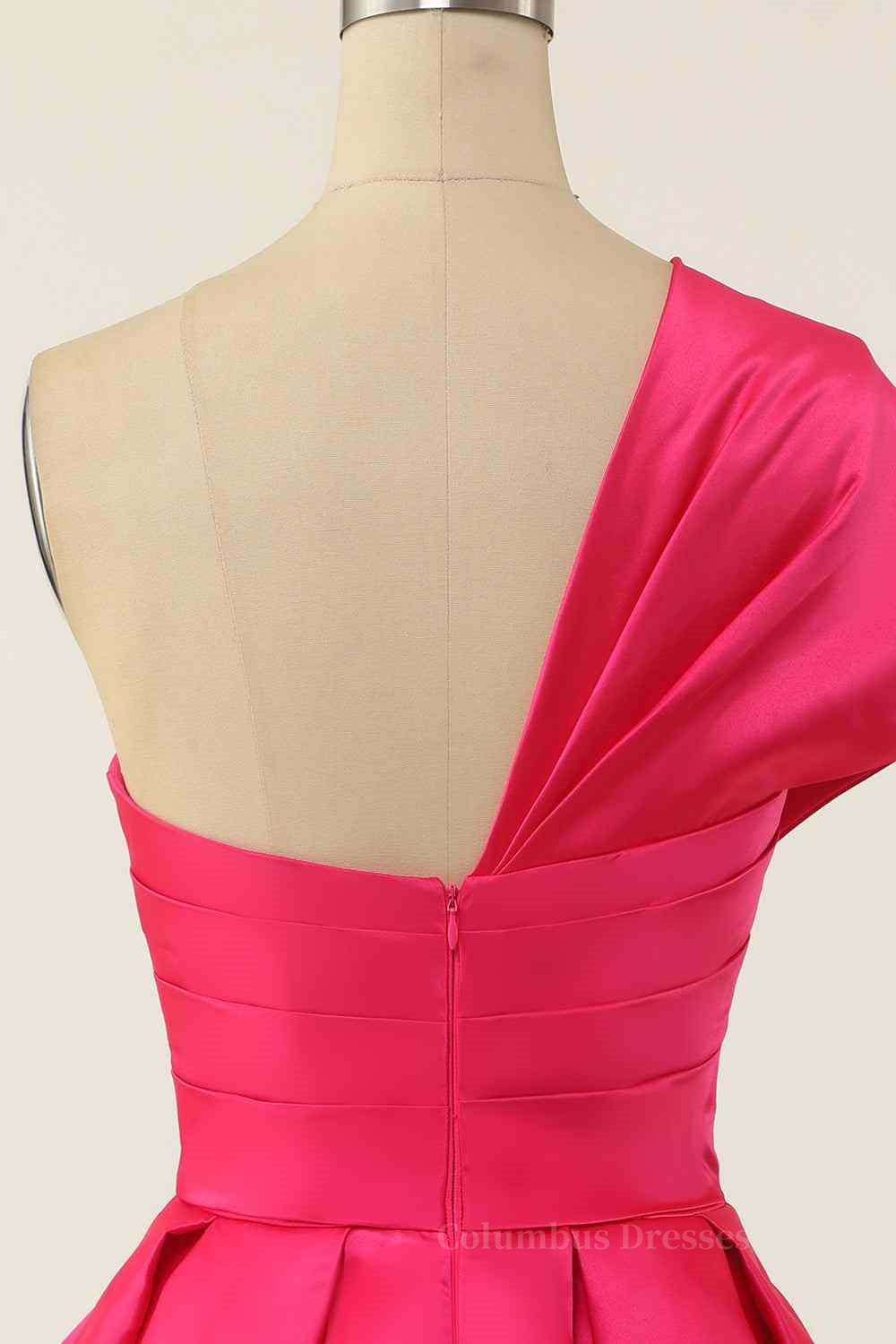 Party Dress Inspiration, Rose Red A-line Asymmetrical Pleated Mini Homecoming Dress