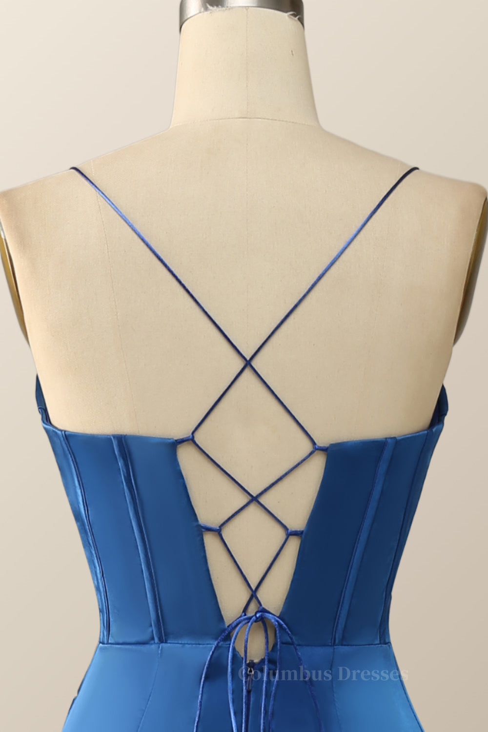 Prom Dresses 2060 Cheap, Royal Blue Mermaid Straps Long Dress with Slit