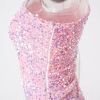 Elegant Wedding Dress, Ruched One Shoulder and Hem Pink Sequin Mini Dress