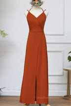 Prom Dress Burgundy, Rust Orange Wrap Bridesmaid Dress